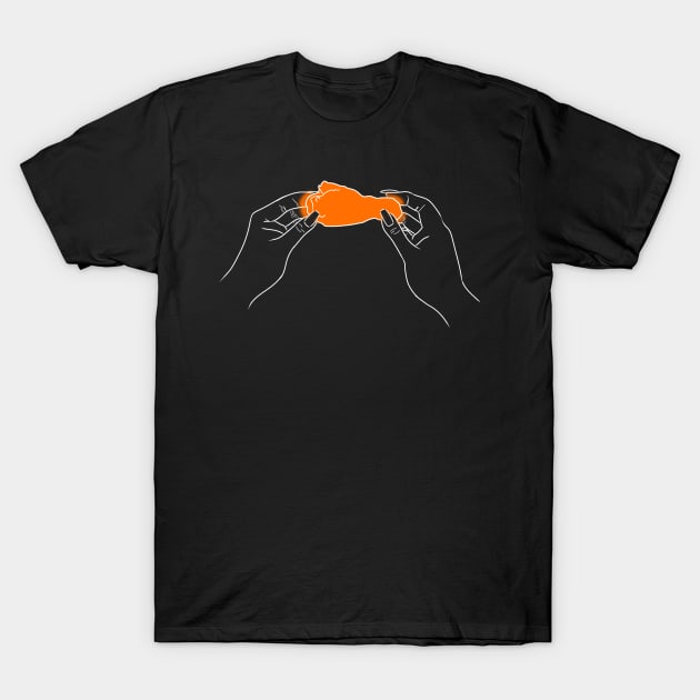 Hot Wings Hot Hands - Team Drums (White Outline) T-Shirt by Erika Lei A.M.